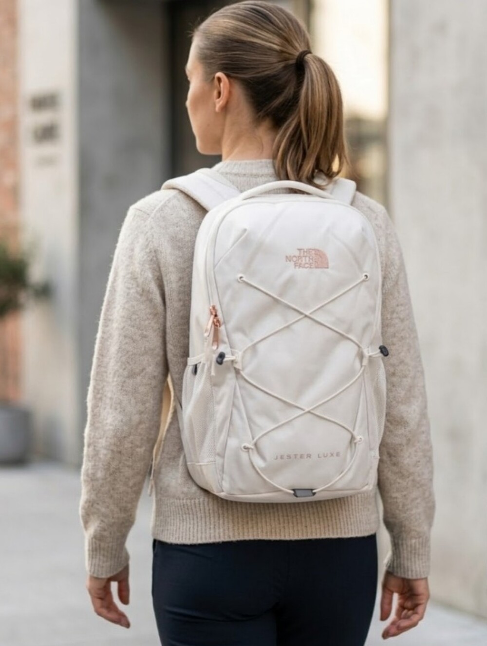 NEW! The North Face Jester Luxe Backpack in Light Cream with Rose Gold NWT - Picture 2 of 10
